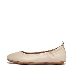 FitFlop Allegro Soft Leather Women's Ballet Flats Grey / Beige | 865ZPNKMA