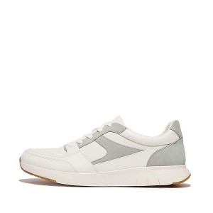 FitFlop Anatomiflex Material Mix Panel Men's Sneakers White | 928ZEOTKH