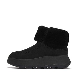 FitFlop F-Mode Double Faced Shearling Women's Flatform Boots Black | 398HZVECB