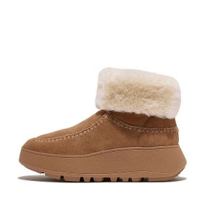 FitFlop F-Mode Double Faced Shearling Women's Flatform Boots Brown | 285KOVXBE