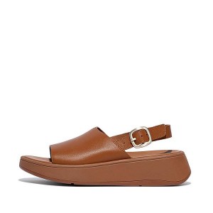 FitFlop F-Mode Leather Flatform Back-Strap Women's Sandals Light Brown | 078SEBJVM