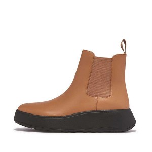 FitFlop F-Mode Leather Flatform Women's Chelsea Boots Brown | 507EPFUMT