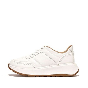 FitFlop F-Mode Leather Flatform Women's Sneakers White | 829LUDRPX