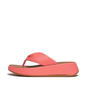 FitFlop F-Mode Leather Twist Flatform Toe-Post Women's Sandals Coral | 327DEJYZA