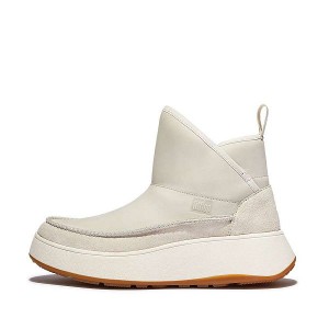 FitFlop F-Mode Nubuck-Mix Flatform Bootie Women's Sneakers Cream | 095SKMNHC