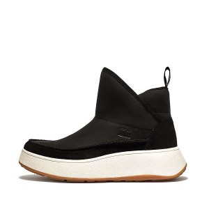 FitFlop F-Mode Nubuck-Mix Flatform Bootie Women's Sneakers Black | 925FVKCRA