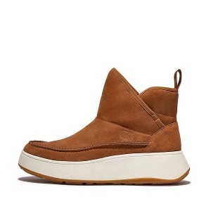 FitFlop F-Mode Nubuck-Mix Flatform Bootie Women's Sneakers Light Brown | 571CLTSFD