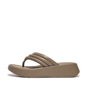 FitFlop F-Mode Padded Leather Flatform Toe-Post Women's Sandals Grey | 954OTBREC