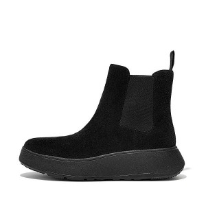 FitFlop F-Mode Suede Flatform Women's Chelsea Boots Black | 314OSKIXV