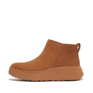 FitFlop F-Mode Suede Flatform Zip Women's Ankle Boots Light Brown | 591KZUYST