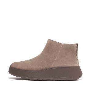 FitFlop F-Mode Suede Flatform Zip Women's Ankle Boots Grey | 071PLGIXD