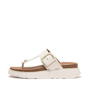 FitFlop Gen-Ff Buckle Leather Toe-Post Women's Sandals White | 042WGAFZY