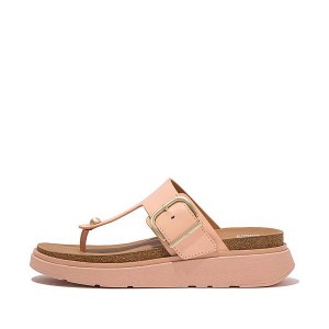 FitFlop Gen-Ff Buckle Leather Toe-Post Women's Sandals Brown / Coral | 635MTQOJW