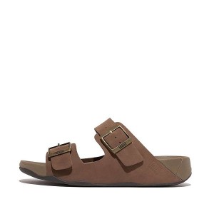 FitFlop Gogh-Moc Buckle Nubuck Men's Slides Brown | 054LVWQAF