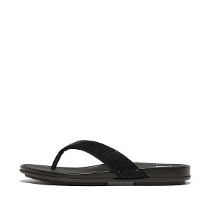 FitFlop Gracie Crystal Women's Flip Flops Black | 269TKQDVL