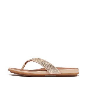 FitFlop Gracie Crystal Women's Flip Flops Grey / Beige | 735AXQVCI