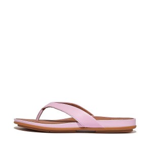 FitFlop Gracie Leather Women's Flip Flops Purple | 754SJYRCX