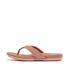 FitFlop Gracie Leather Women's Flip Flops Pink | 670WVSCOL