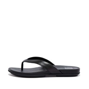 FitFlop Gracie Leather Women's Flip Flops Black | 264CQIUSZ