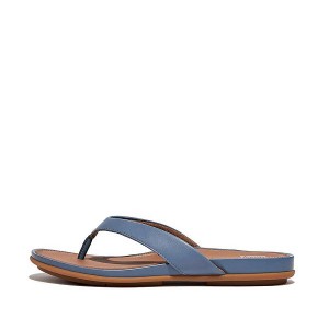 FitFlop Gracie Leather Women's Flip Flops Blue | 741ESULKX