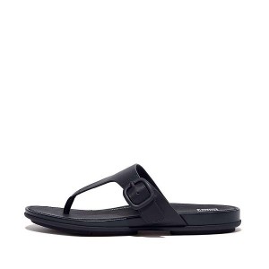 FitFlop Gracie Matt Buckle Leather Toe-Post Women's Sandals Navy | 672EMARTL