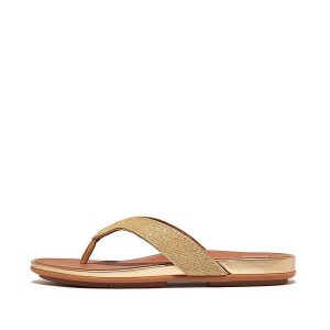 FitFlop Gracie Shimmerlux Women's Flip Flops Brown / Gold | 643AOBUVP