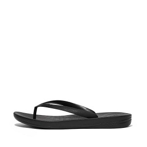 FitFlop Iqushion Ergonomic Men's Flip Flops Black | 128DFHYXM