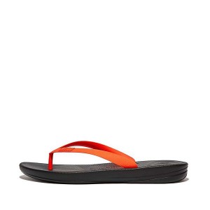 FitFlop Iqushion Ergonomic Men's Flip Flops Black / Orange | 273AEPFNH