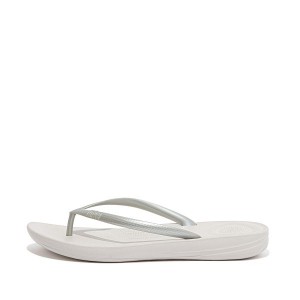 FitFlop Iqushion Ergonomic Women's Flip Flops Silver | 683KBIECD