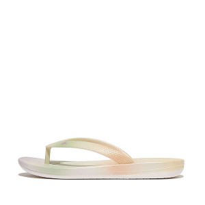 FitFlop Iqushion Junior Iridescent Ergonomic Kids' Flip Flops White | 273RWVBJY