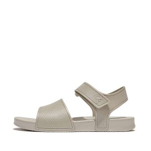 FitFlop Iqushion Junior Shimmer Ergonomic Back-Strap Kids' Sandals Silver | 054JIXSFZ