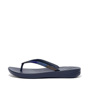 FitFlop Iqushion Ombre Sparkle Women's Flip Flops Navy | 215ESJBFA