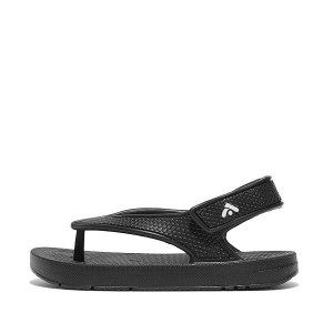 FitFlop Iqushion Toddler Ergonomic Back-Strap Kids' Flip Flops Black | 540DYERQF