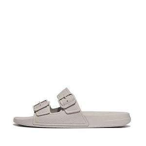 FitFlop Iqushion Two Bar Buckle Men's Slides Grey | 601MGDHYV