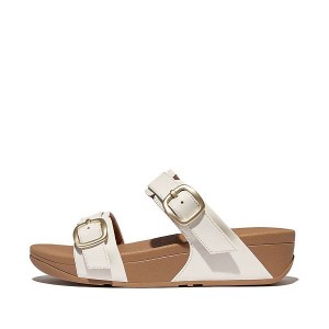 FitFlop Lulu Adjustable Buckle Leather Women's Slides White | 562VCSDFY