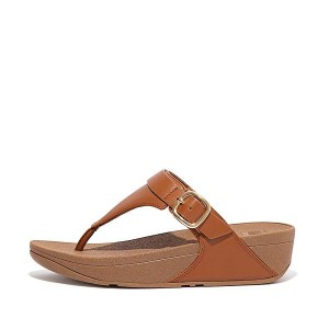 FitFlop Lulu Adjustable Leather Toe-Post Women's Sandals Light Brown | 105QJFOLC