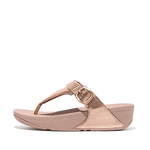 FitFlop Lulu Adjustable Leather Toe-Posts Women's Sandals Rose Gold | 673QLZRWS