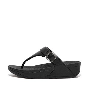 FitFlop Lulu Adjustable Leather Toe-Posts Women's Sandals Black | 978HMIXBD