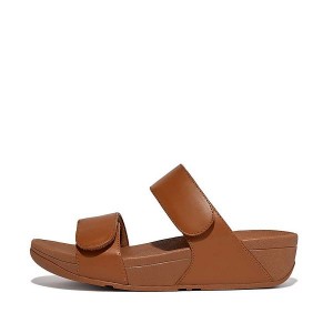 FitFlop Lulu Adjustable Leather Women's Slides Light Brown | 349ETVKIM