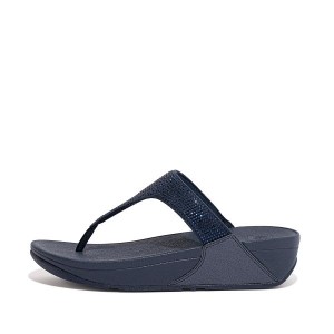 FitFlop Lulu Crystal Toe-Post Women's Sandals Navy | 472OBVNFC