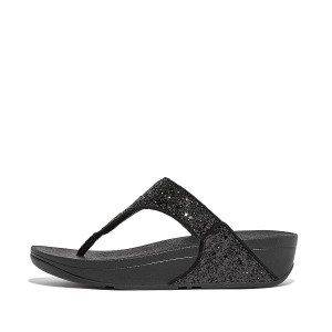 FitFlop Lulu Glitter Toe-Post Women's Sandals Black | 943SLGERI