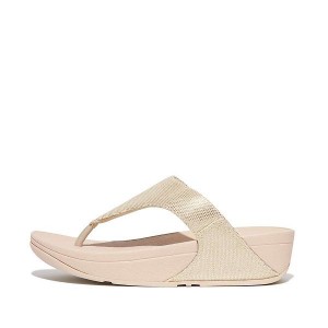 FitFlop Lulu Glitz Canvas Toe-Post Women's Sandals Beige / Silver | 740FCNPGI