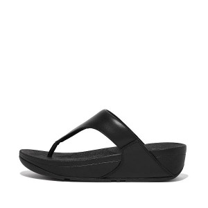 FitFlop Lulu Leather Toe-Post Women's Sandals Black | 520PAUDTZ