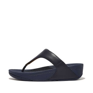 FitFlop Lulu Leather Toe-Post Women's Sandals Deep Blue | 743GAHVRM