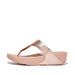 FitFlop Lulu Leather Toe-Post Women's Sandals Rose Gold | 961KWSLAY