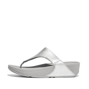 FitFlop Lulu Leather Toe-Post Women's Sandals Silver | 926TYJEFX