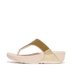 FitFlop Lulu Opul Toe-Post Women's Sandals Beige / Olive / Gold | 951UTVRSB