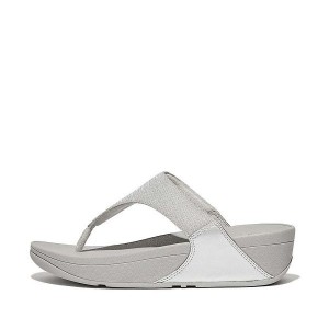 FitFlop Lulu Shimmerlux Toe-Post Women's Sandals Silver | 258TVKLIF