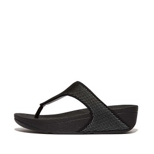 FitFlop Lulu Water Resistant Two Tone Webbing Toe-Post Women's Sandals Black | 109NORQGK