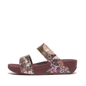 FitFlop Lulu X Jim Thompson Limited Edition Leather Women's Slides Brown | 452PFKGIL